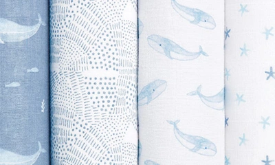 Aden + Anais 4-pack Classic Swaddling Cloths In Oceanic Blue
