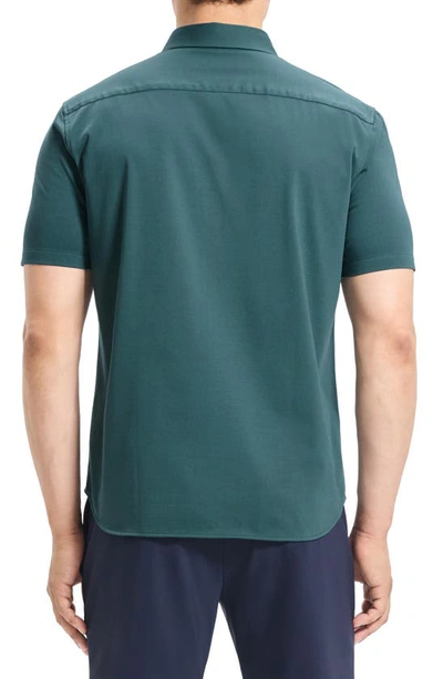 Theory Irving Short Sleeve Button-up Shirt In Cypress - Twi