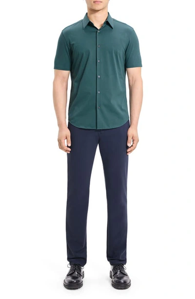 Theory Irving Short Sleeve Button-up Shirt In Cypress - Twi
