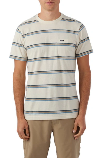 Shop O'neill Smasher Stripe Cotton Pocket T-shirt In Cream