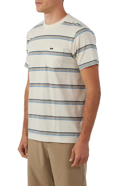 Shop O'neill Smasher Stripe Cotton Pocket T-shirt In Cream