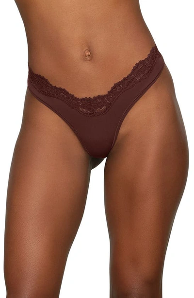 Shop Skims Fits Everybody Lace Dipped Thong In Cocoa