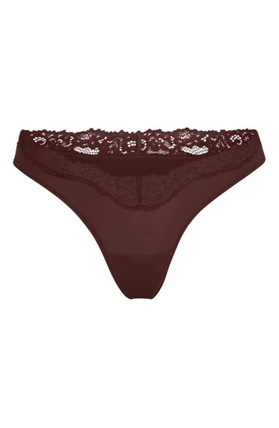 Shop Skims Fits Everybody Lace Dipped Thong In Cocoa