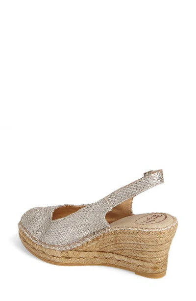 Toni Pons Calafell Slingback Wedge Espadrille In Platinum Fabric