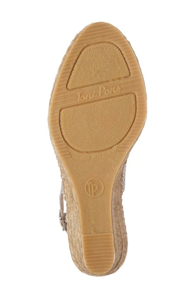 Toni Pons Calafell Slingback Wedge Espadrille In Platinum Fabric