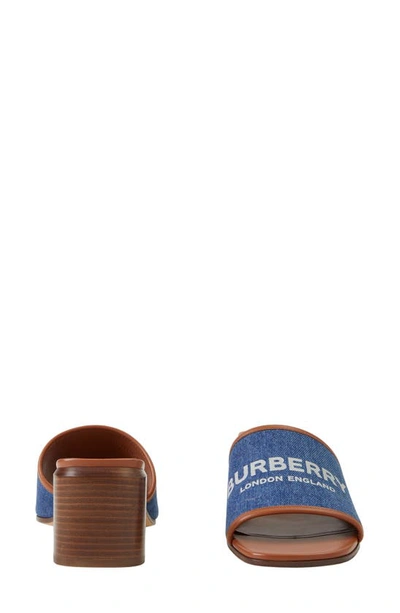 Shop Burberry Wilma Logo Slide Sandal In Tan/ Denim