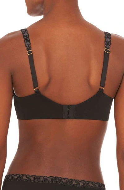 Natori Pure Luxe Lace-trim Wireless Contour Bra In Black
