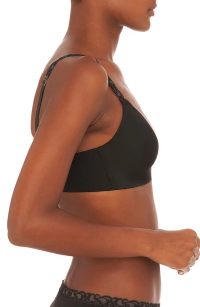 Natori Pure Luxe Lace-trim Wireless Contour Bra In Black