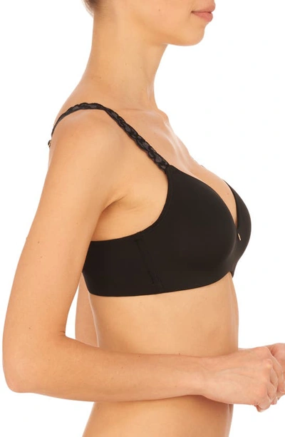 Natori Pure Luxe Lace-trim Wireless Contour Bra In Black