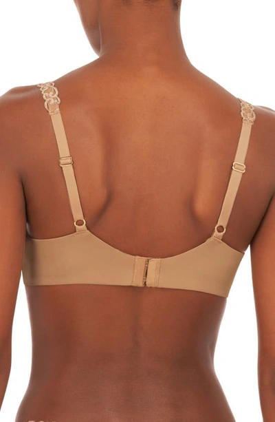 Natori Pure Luxe Lace-trim Wireless Contour Bra In Cafe