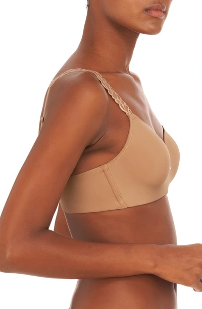 Shop Natori Pure Luxe Wireless Contour Bra In Cafe