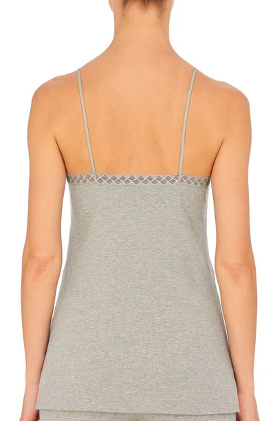 Shop Natori Bliss Lace Edge High-low Cotton Camisole In Lt Gry Hth
