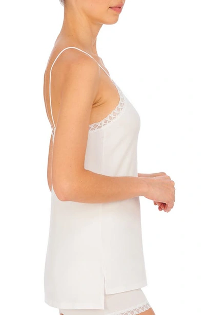 Shop Natori Bliss Lace Edge High-low Cotton Camisole In White