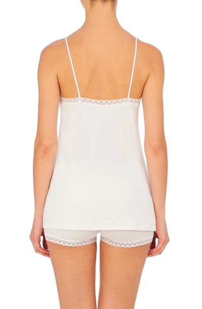 Shop Natori Bliss Lace Edge High-low Cotton Camisole In White