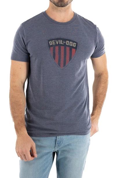 Shop Devil-dog Dungarees Shield Graphic T-shirt In Heather Navy