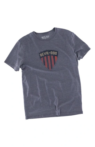 Devil-dog Dungarees Shield Graphic T-shirt In Heather Navy