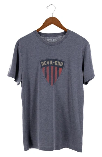 Devil-dog Dungarees Shield Graphic T-shirt In Heather Navy