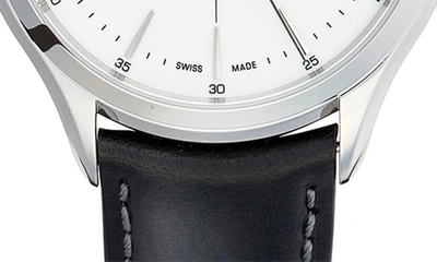 Shop Baume & Mercier Clifton Baumatic Leather Strap Watch, 40mm In White Porcelain-like