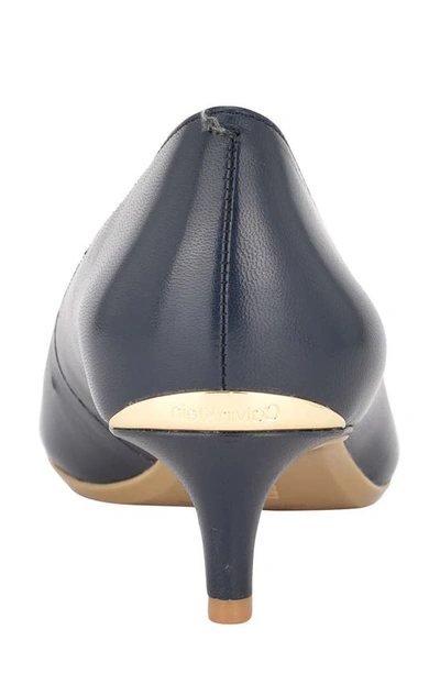 Shop Calvin Klein Gabrianna Kitten Heel Pump In Dark Blue Leather