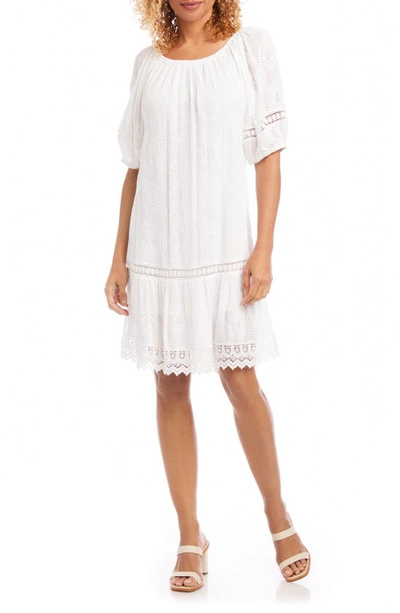Shop Karen Kane Short Sleeve Eyelet Dress In Off White