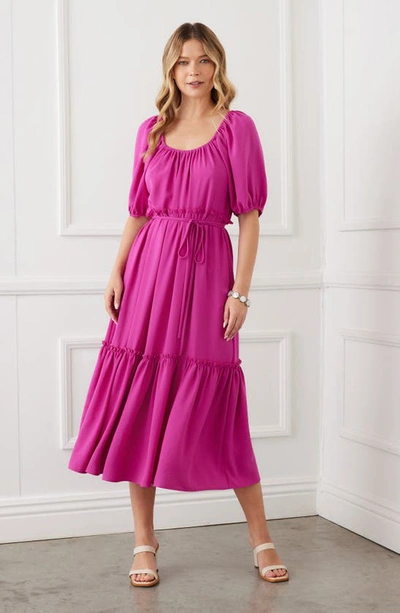 Shop Karen Kane Puff Sleeve Maxi Dress In Berry