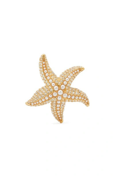 Shop Kate Spade Sea Star Cocktail Ring In Gold Clear Multi