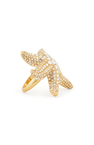Shop Kate Spade Sea Star Cocktail Ring In Gold Clear Multi