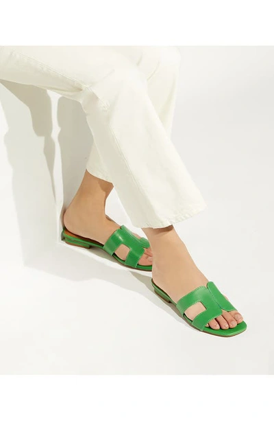 Dune London Loupe Slide Sandal In Green