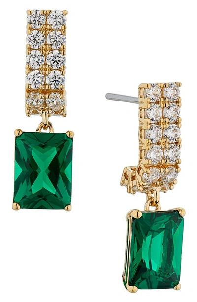 Shop Nadri Isle Cubic Zirconia Drop Earrings In Gold/emerald