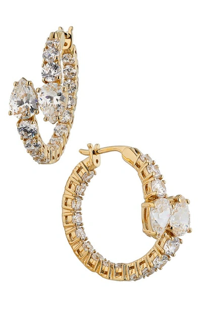 Shop Nadri Emerald Isle Cubic Zirconia Bypass Hoop Earrings In Gold