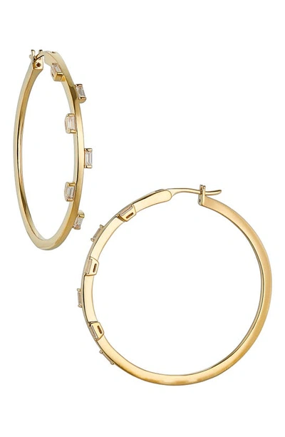 Shop Nadri Baguette Cut Cubic Zirconia Hoop Earrings In Gold