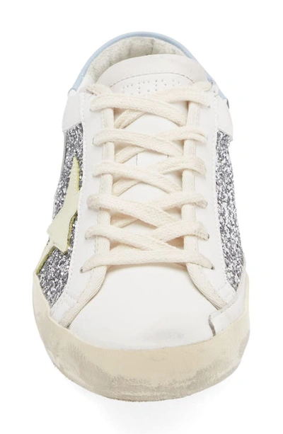 Shop Golden Goose Super-star Glitter Bio Based Low Top Sneaker In Silver/ White