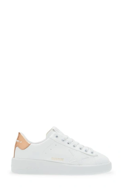 Golden Goose Purestar Leather Sneakers In White/ Bronze