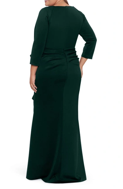 Shop Xscape Side Ruched Scuba Gown In Hunter