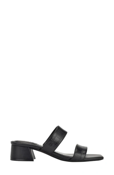 Shop Calvin Klein Paneer Square Toe Slide Sandal In Black Croco