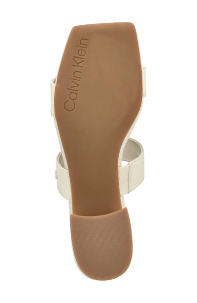 Shop Calvin Klein Paneer Square Toe Slide Sandal In Cream Croco