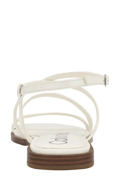 Shop Calvin Klein Millia Ankle Strap Sandal In White Croco