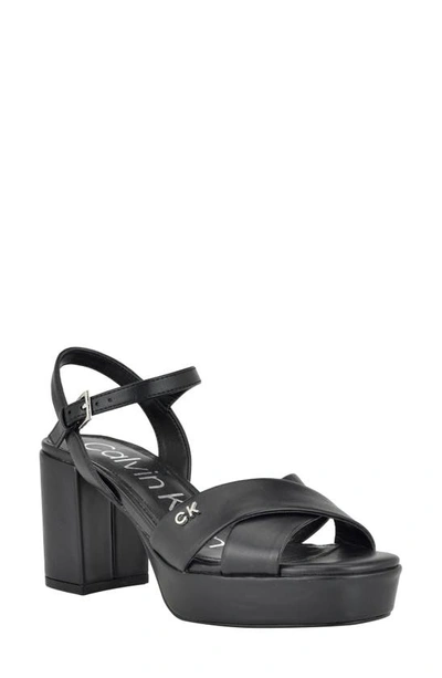 Shop Calvin Klein Lorita Block Heel Sandal In Black