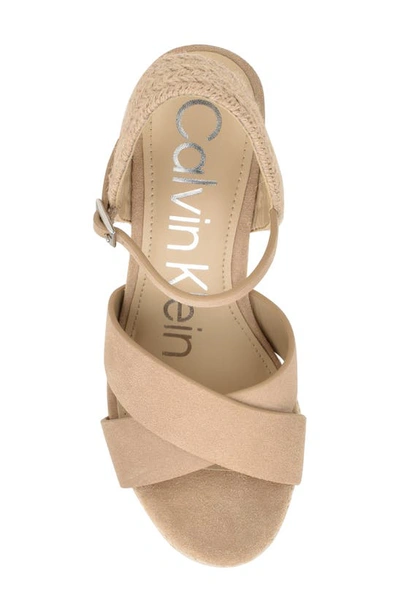 Shop Calvin Klein Elory Platform Wedge Sandal In Light Natural