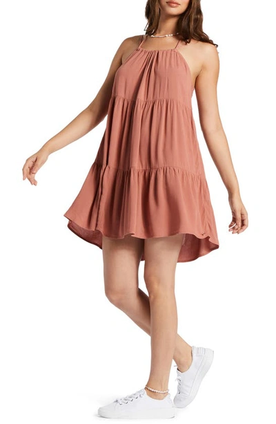 Shop Roxy Evening Breeze Tiered Halter Dress In Cedar Wood