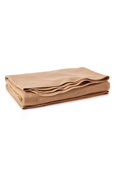 Shop Coyuchi Honeycomb Organic Cotton Blanket In Ginger