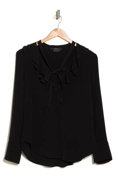 Shop Vertigo Paris Tie Neck Long Sleeve Blouse In Black