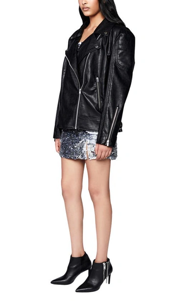 Shop Bardot Oversize Faux Leather Biker Jacket In Black