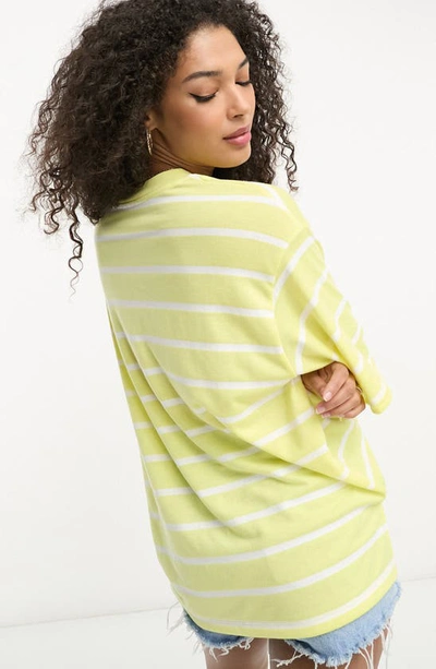 Shop Asos Design Stripe Oversize Heavyweight T-shirt In Yellow Multi