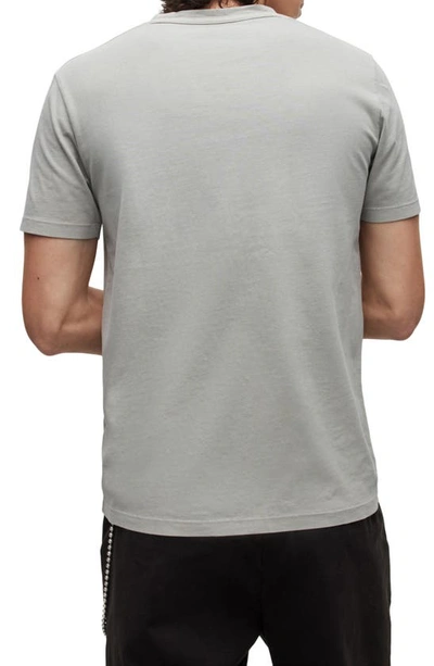 Shop Allsaints Ossage Embroidered Logo Cotton T-shirt In Winter Grey