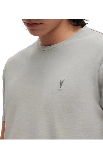 Shop Allsaints Ossage Embroidered Logo Cotton T-shirt In Winter Grey