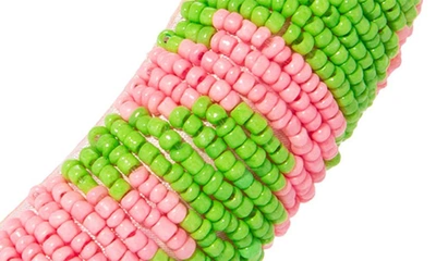 Shop L Erickson Adeline Beaded Headband In Green/ Pink