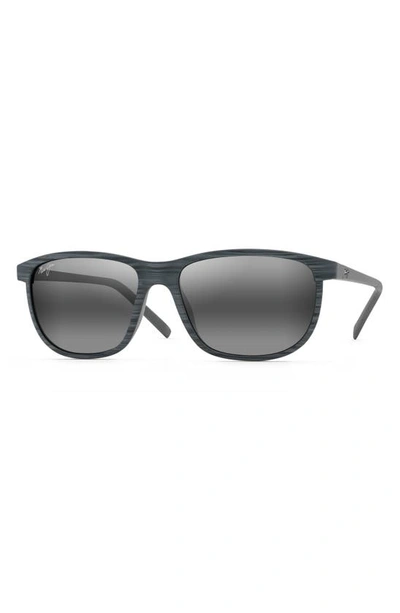 Shop Maui Jim Lele Kawa 58mm Polarized Square Sunglasses In Grey Stripe/ Neutral Grey