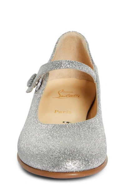Shop Christian Louboutin Kids' Melodie Chick Glitter Mary Jane In Silver