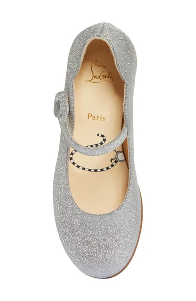 Shop Christian Louboutin Kids' Melodie Chick Glitter Mary Jane In Silver